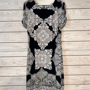 Madison Dress Size 12 Shift Dress Black And Brown Geometric